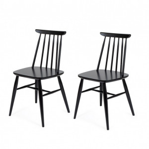 Set de 2 scaune Ascella, lemn masiv, negru, 81 x 42,5 x 45 cm - Img 1