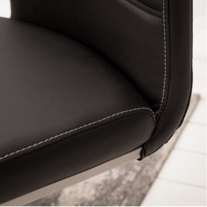 Set de 2 scaune Lezuza din piele sintetica/otel inoxidabil, negru, 42 x 102 x 56 cm - Img 2