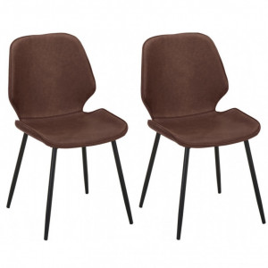 Set de 2 scaune Louis, piele, maro, 44 x 82 x 58 cm - Img 1