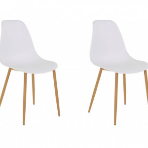 Set de 2 scaune Miller, plastic/metal, alb/maro, 44 x 52 x 87 cm - Img 1