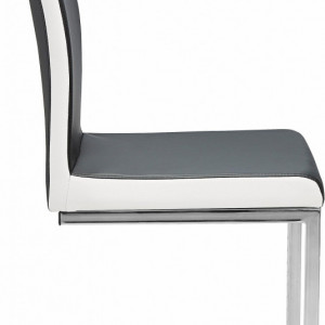 Set de 2 scaune Stella piele sintetica/metal, negru/alb/argintiu, 43 x 59 x 96 cm - Img 6