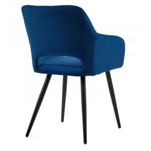 Set de 2 scaune tapitate Canora Gray, catifea/metal, albastru inchis/negru, 45 x 52 x 83 cm