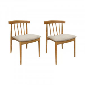 Set de 2 scaune tapitate Chantilly, lemn/textil, natur/bej, 47 x 51 x 74,5 cm