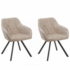 Set de 2 scaune tapitate Ebeling, metal/textil, bej/negru, 48 x 50 x 78 cm