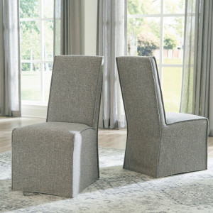 Set de 2 scaune tapitate Gala, MDF/microfibra, gri, 95 x 49 x 81 cm