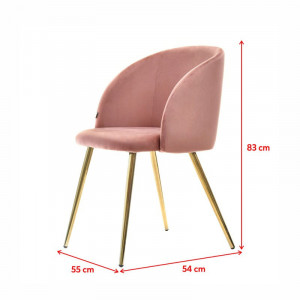 Set de 2 scaune tapitate Gary, roz/auriu, 83 x 55 x 54 cm - Img 2