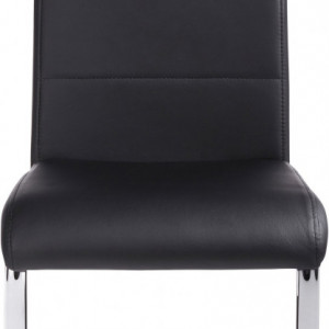 Set de 2 scaune tapitate Josy piele sintetica/metal, negru/argintiu, 42 x 44 x 103 cm - Img 2