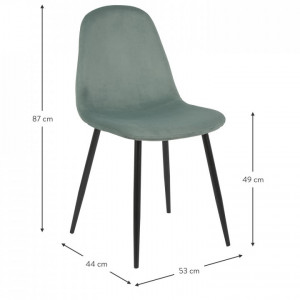 Set de 2 scaune tapitate Karla, metal/catifea, negru/verde salvie, 44 x 87 x 53 cm - Img 8