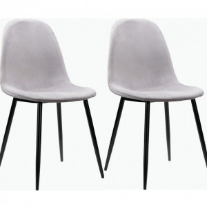 Set de 2 scaune tapitate Monza Eadwine catifea/metal, gri, 44x52x87 cm