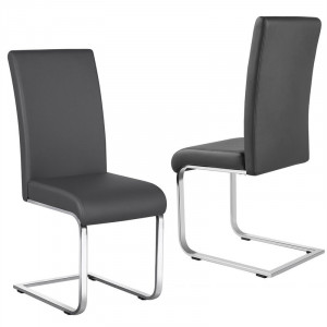 Set de 2 scaune tapitate Nashville, gri/argintiu, 103,5 x 41,5 x 51,5 cm - Img 3