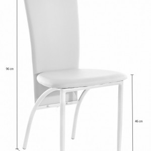 Set de 2 scaune tapitate Nicole piele sintetica/aluminiu, alb, 45 x 53 x 96 cm - Img 4