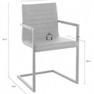 Set de 2 scaune tip fotoliu Sabine piele sintetica/metal, gri, 54 x 59 x 87 cm - Img 3