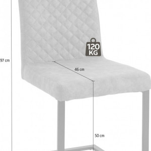 Set de 2 scaune Willy, microfibra/metal, gri/negru, 45 x 60 x 97 cm - Img 2