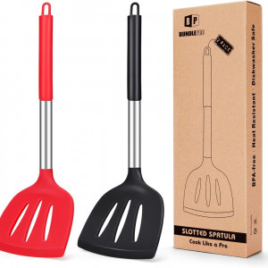 Set de 2 spatule BUNDLEPRO, silicon, rosu/negru, 4.6 x 11.7 x 34.5 cm - Img 1