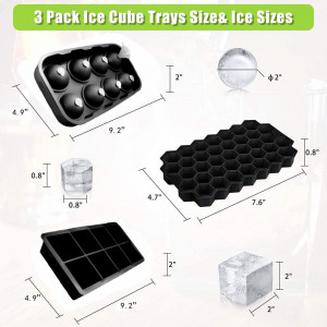 Set de 2 tavi pentru cuburi de gheata Hoqque, negru, silicon, 23,5 x 12,5 cm/ 11,9 x 19,3 cm - Img 6