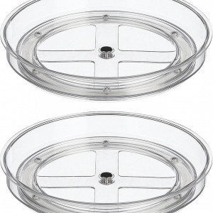 Set de 2 tavi rotative pentru condimente mDesign, plastic, transparent, 22,9 x 3,6 cm 