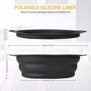 Set de 2 vase pliabile pentru friteuza cu aer Hotder. silicon, negru, 19,5 x 6,3 x 15,5 cm