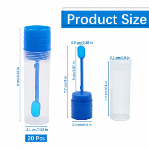 Set de 20 de tuburi de testare cu lingura JJYHEHOT, plastic, albastru/transparent, 8 x 2,1 cm - Img 7