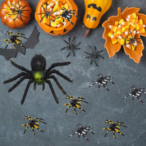 Set de 22 paianjeni pentru atmosfera de Halloween Sanlianzi, plastic, multicolor