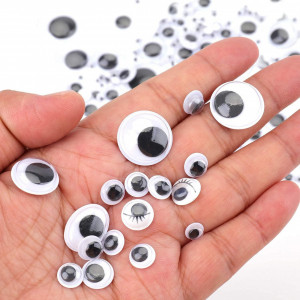 Set de 2260 ochi autoadezivi pentru mestesuguri Yesland, plastic, alb/negru, 4-25 mm