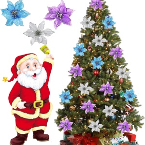 Set de 36 flori pentru bradul de Craciun OnlyGay, textil, multicolor, 14 x 14 cm