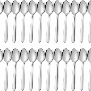 Set de 24 furculite pentru desert BEWOS, otel inoxidabil, argintiu, 14,5 x 2 cm