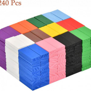 Set de 240 piese domino BUYGOO, 12 culori, lemn, 4,4 x 2,7 x 0,7 cm - Img 2