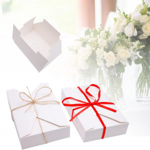 Set de 25 de cutii pentru cadouri cu panglica SurePromise, hartie/textil, alb/rosu/brun, 19, 5 x 12,5 x 4 cm - Img 3
