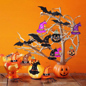 Set de 27 decoratiuni de Halloween EYQ, multicolor, plastic, 16 x 16 cm - Img 6