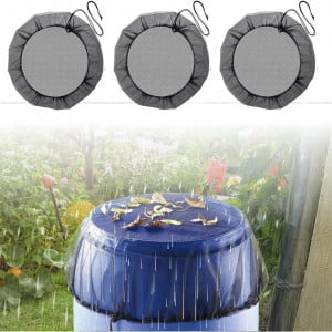Set de 3 capace filtrante pentru butoi de colectare a apei JUSTDOLIFE, poliester, negru, 95 cm 