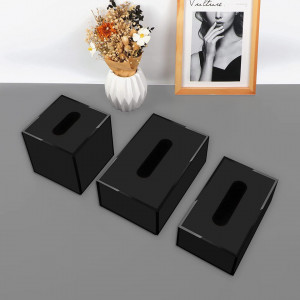 Set de 3 cutii pentru servetele JiaWei, hartie, negru mat, 14 x 14 x 13 cm - Img 3