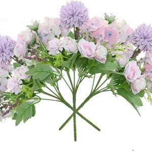 Set de 3 flori artificiale Hawesome, plastic/matase, mov, 32 x 20 cm