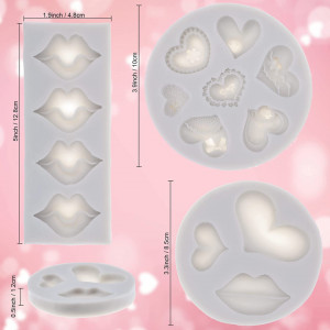 Set de 3 forme pentru prajituri in forma de inima Qpout, silicon, alb - Img 5
