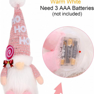 Set de 3 gnomi pentru Craciun FengRise, LED, textil, multicolor, 9 x 33 cm - Img 2