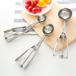 Set de 3 linguri pentru inghetata Thirei, otel inoxidabil, argintiu, 4/5/6 cm 
