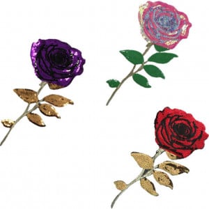 Set de 3 patch-uri de trandafiri Gewene, paiete, multicolor, 18.5 x 34 cm
