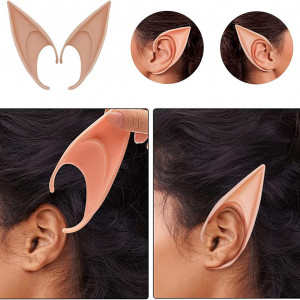Set de 3 perechi urechi de elf OUQIWEN,latex, verde/roz/roz deschis, 10 x 12 x 5 cm / 8 x 10 x 5 cm - Img 6