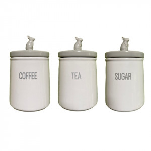 Set de 3 recipiente pentru ceai, cafea, zahar Tesco - Img 1