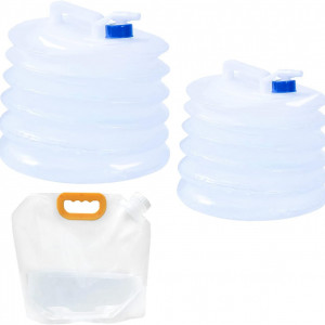 Set de 3 recipiente pliabile pentru apa in camping DRADERCH, plastic, alb, 2,5 / 5 / 10 L