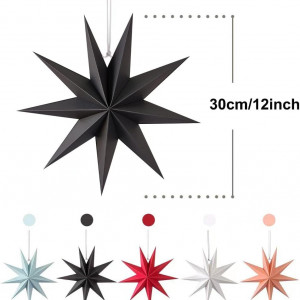 Set de 3 stele decorative Soullife, hartie, negru, 30 cm 