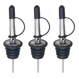 Set de 3 turnatoare pentru sticle Kiuiom, otel inoxidabil/cauciuc, negru/argintiu - Img 1