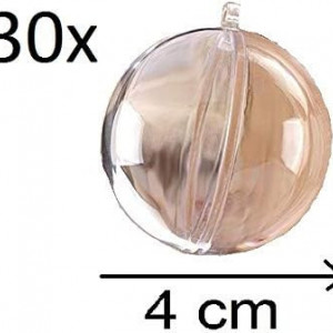 Set de 30 globuri de umplere pentru Craciun FAIRY TAIL, plastic, transparent, 4 cm 