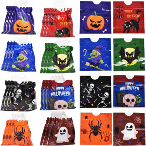 Set de 32 pungi pentru dulciuri de Halloween Simmpu, plastic, multicolor, 16.5 x 16.5 x 1 cm