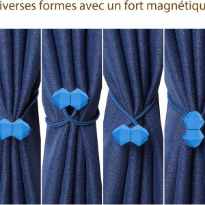 Set de 4 curele magnetice pentru perdele Hohaoo, metal/poliester, albastru deschis, 45 cm - Img 5