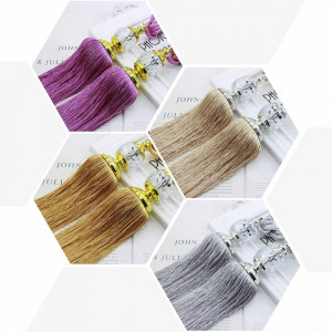 Set de 4 curele pentru perdele Hohaoo, textil, violet/argintiu, 65 cm - Img 2