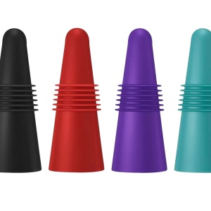 Set de 4 dopuri pentru sticla de vin Dreamark, silicon, multicolor, 2,5 x 6,5 cm