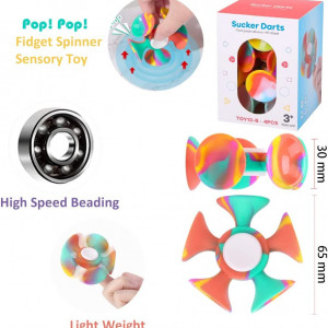 Set de 4 fidget spinner LLCHB, silicon, multicolor, 6,5 x 3 cm - Img 7