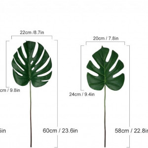 Set de 4 frunze artificiale de palmier AIVORIUY, plastic/metal, verde, 55/58/60/85 cm 