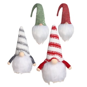 Set de 4 gnomi de Craciun iluminati Threan, textil, LED, multicolor, 25 cm / 20-31 cm