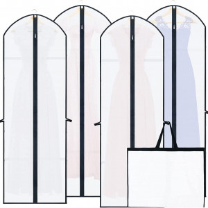 Set de 4 huse pentru haine Pwsap, PVC, transparent, 60 x 180 cm - Img 1